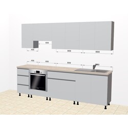 Bucatarie modulara Ambianta Astra 3 2.6m (Gri Deschis/Grafit) Thumb