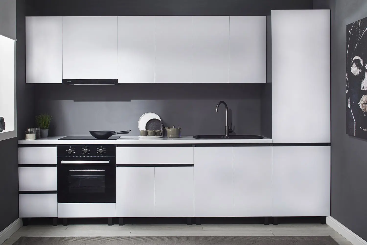 Bucatarie modulara Ambianta Astra 3.2m (Alb/Grafit)