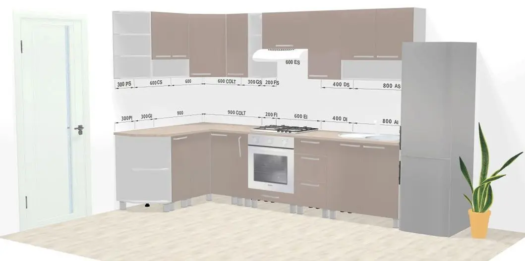 Bucatarie modulara Ambianta Fresh 1.5x2.9m (Cappuccino)