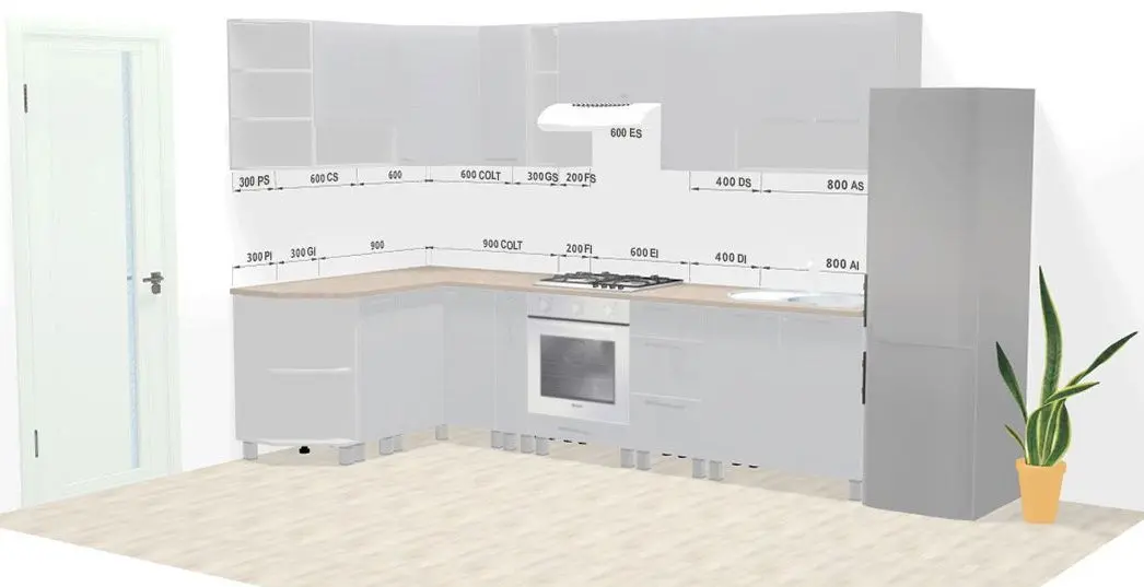 Bucatarie modulara Ambianta Fresh 1.5x2.9m (Gri)