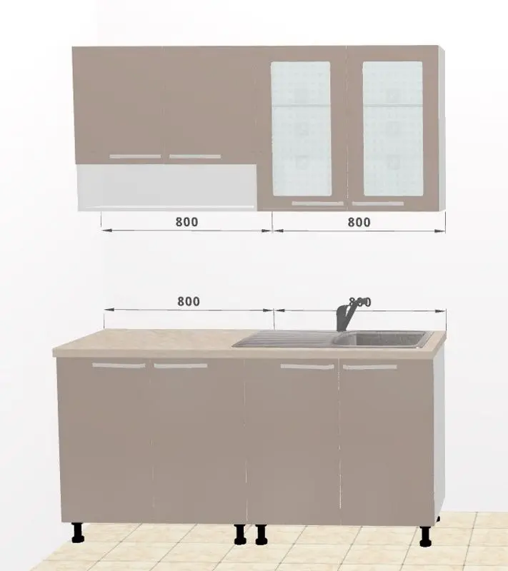 Модульная кухня Ambianta Fresh 1.6м (Капучино)