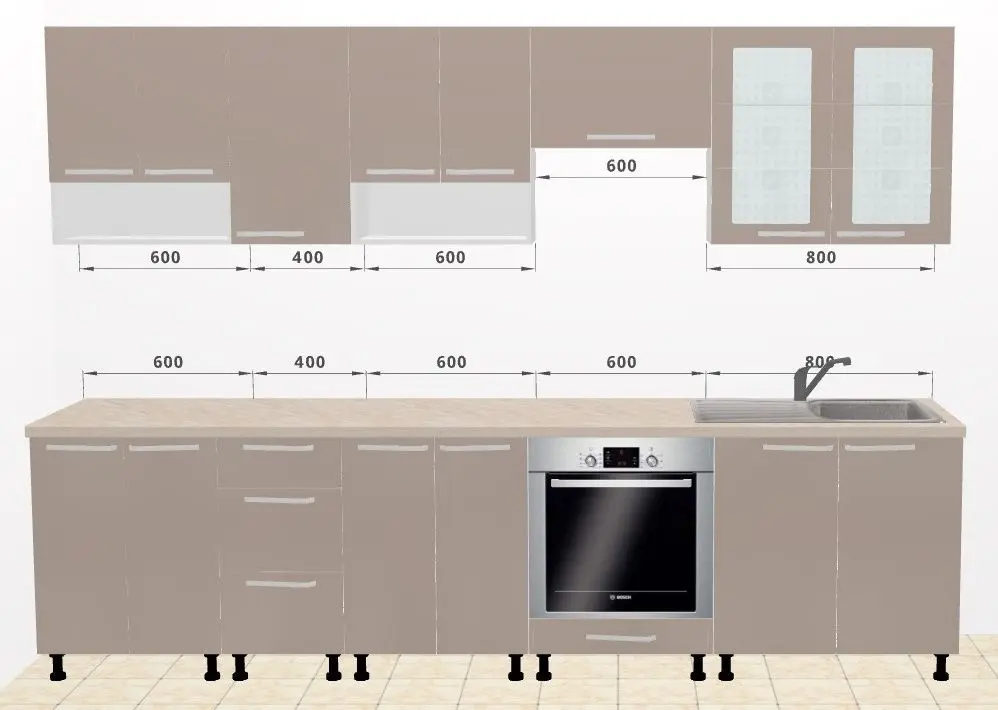 Модульная кухня Ambianta Fresh 3.0м (Капучино)