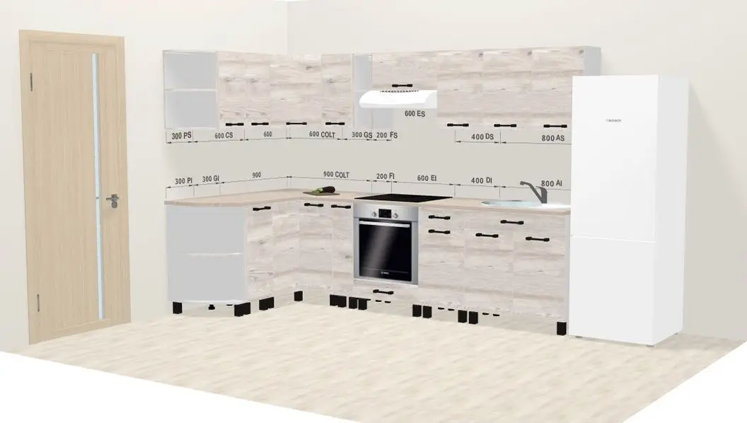 Bucatarie modulara Ambianta Iris 1.5x2.9m (Samoa Alb)