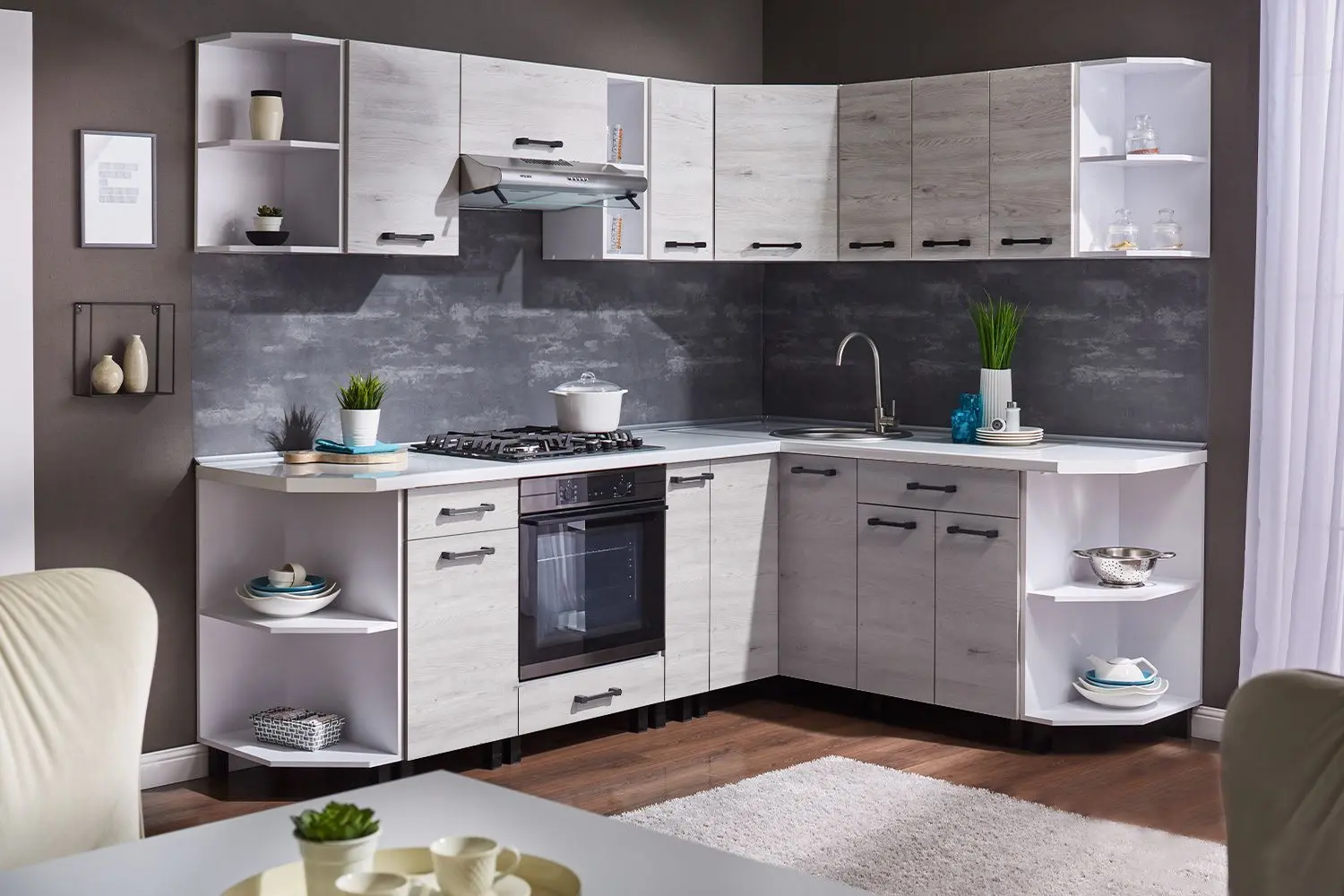 Bucatarie modulara Ambianta Iris 1.5x2.9m (Samoa Alb)