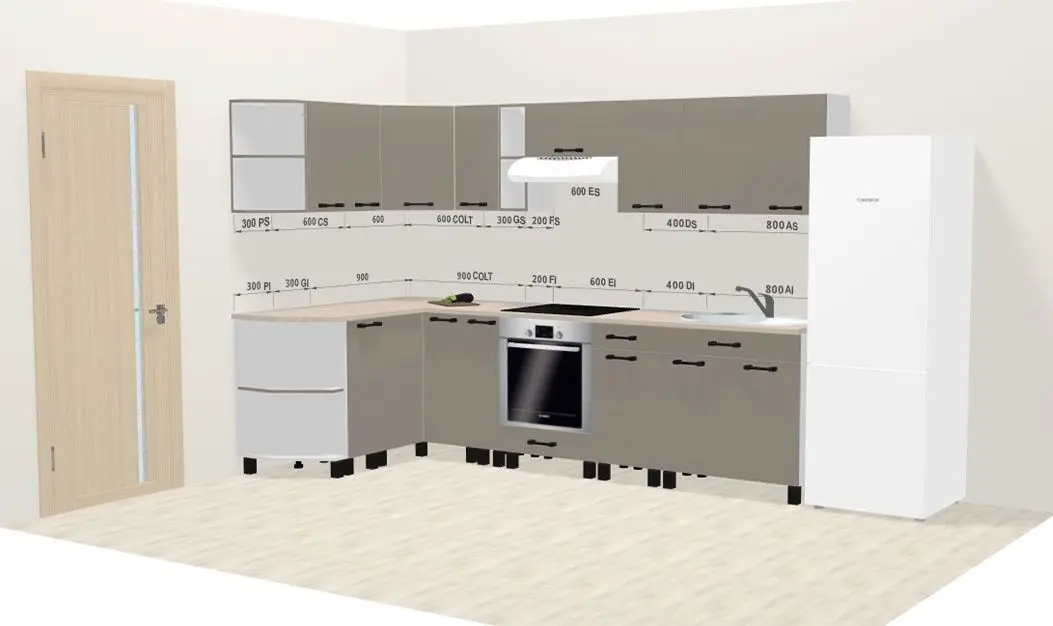 Модульная кухня Ambianta Iris 1.5x2.9м (Серый)