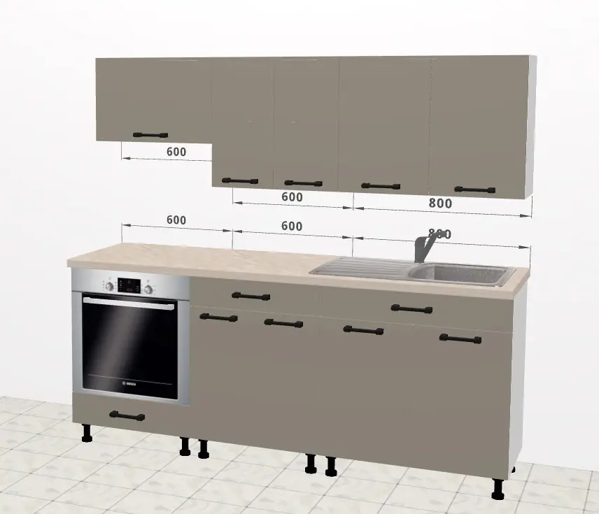 Bucatarie modulara Ambianta Iris 2 2.0m (Gri)