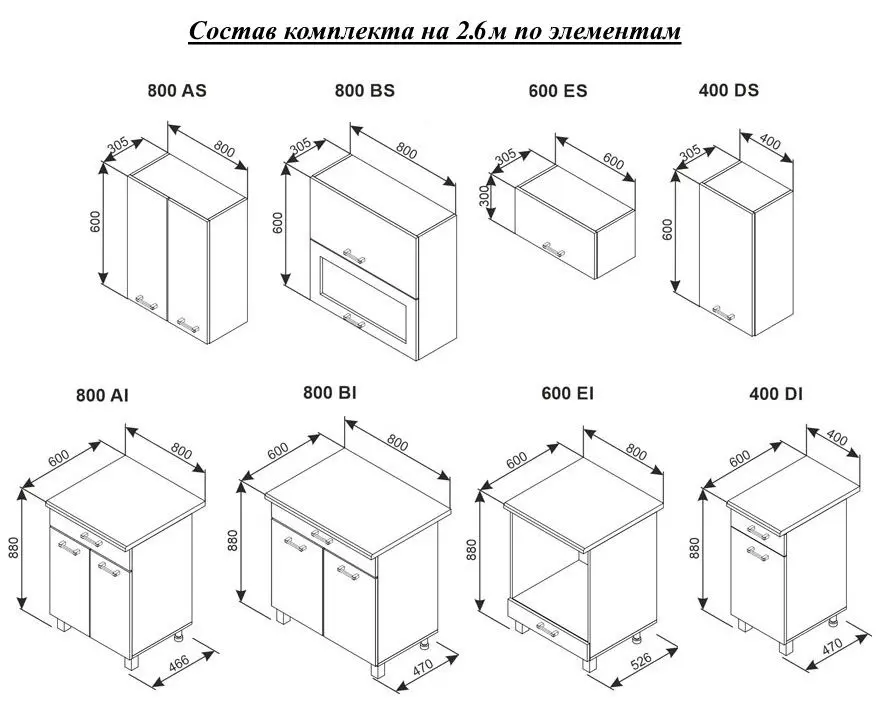 Модульная кухня Ambianta Iris 2.6м (Бардолино/Серый)
