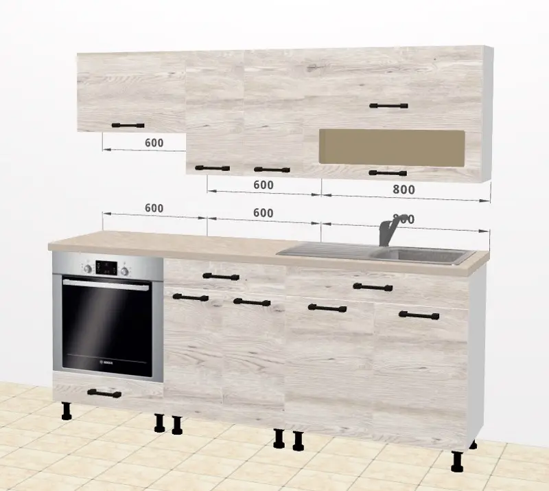 Bucatarie modulara Ambianta Iris 3 2.0m (Samoa Alb)