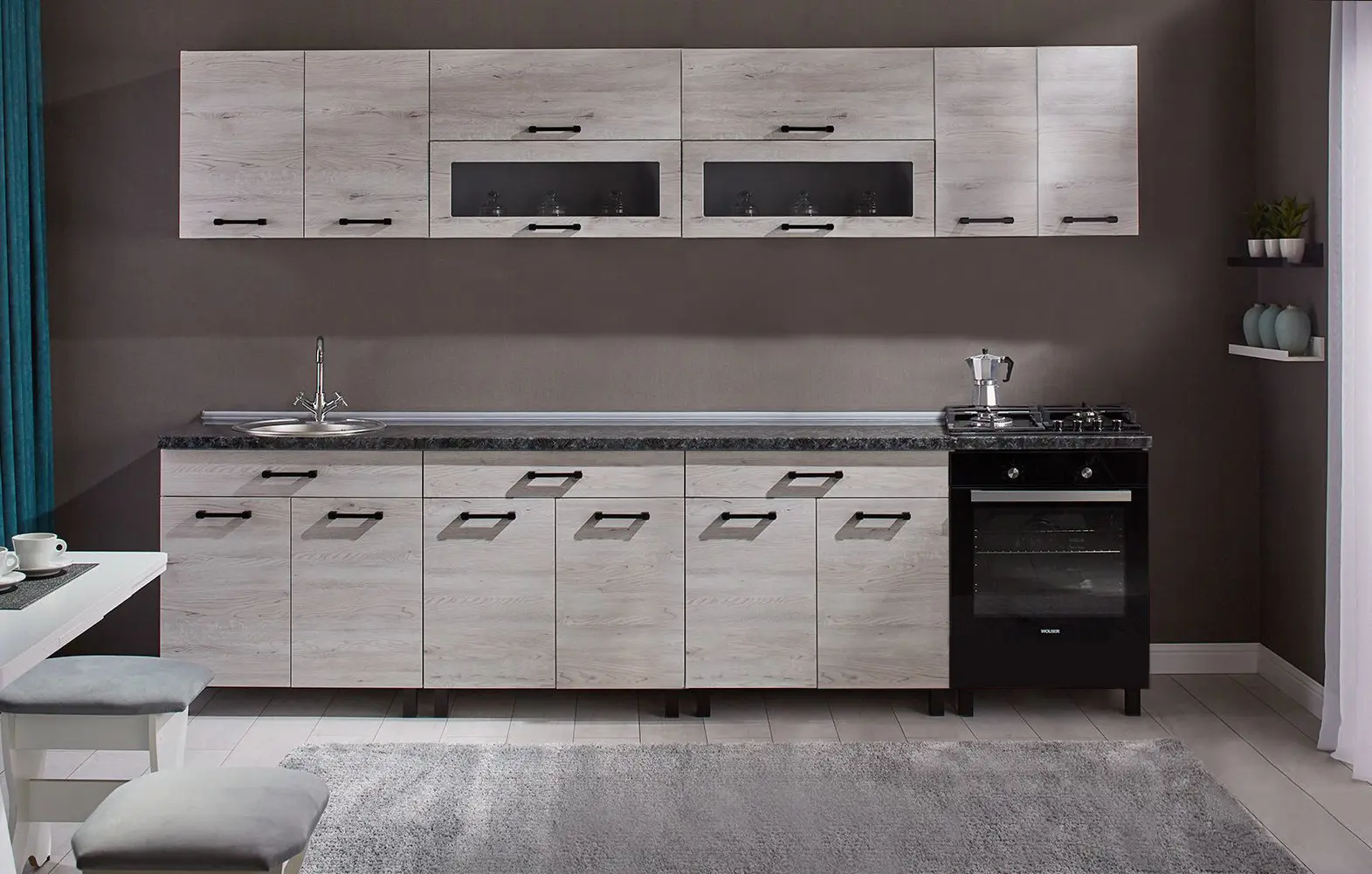 Bucatarie modulara Ambianta Iris 3.0m (Samoa Alb)