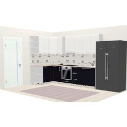 Bucatarie modulara Ambianta Perla 1.5x2.9m (Alb/Negru) Thumb