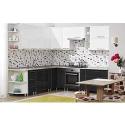 Bucatarie modulara Ambianta Perla 1.5x2.9m (Alb/Negru)