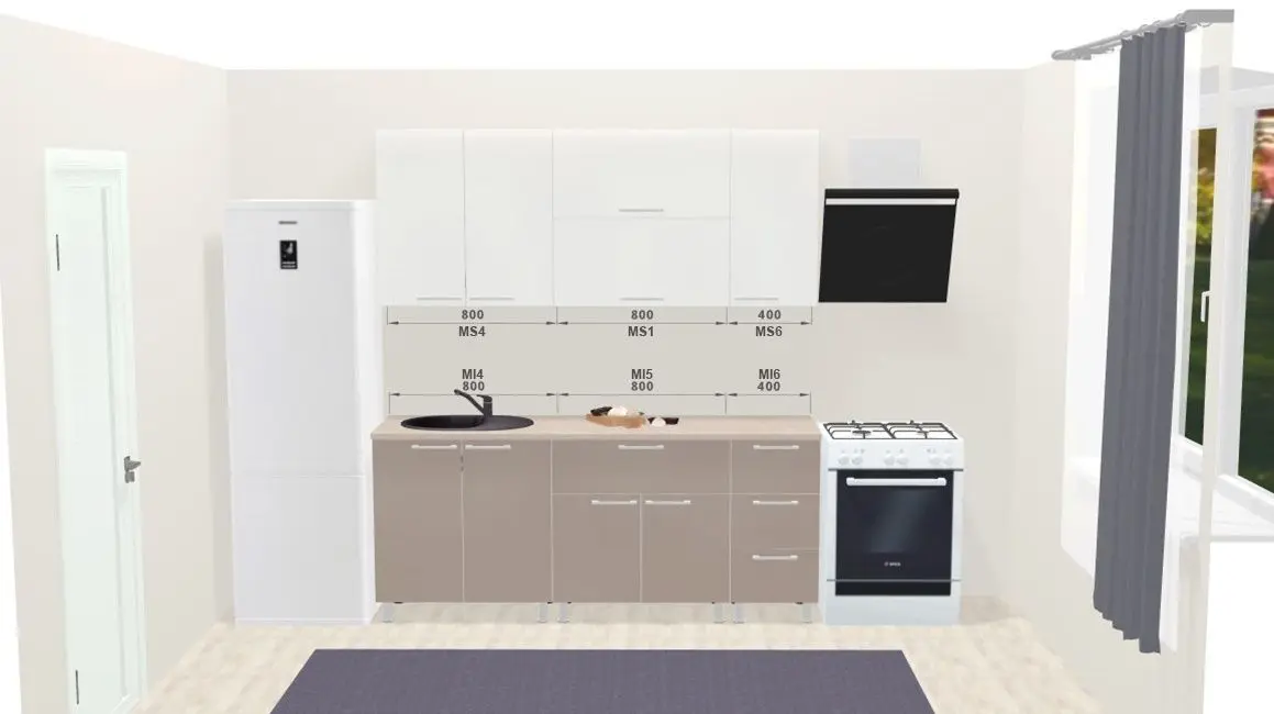 Bucatarie modulara Ambianta Perla 2.0m (Alb/Cappuccino)