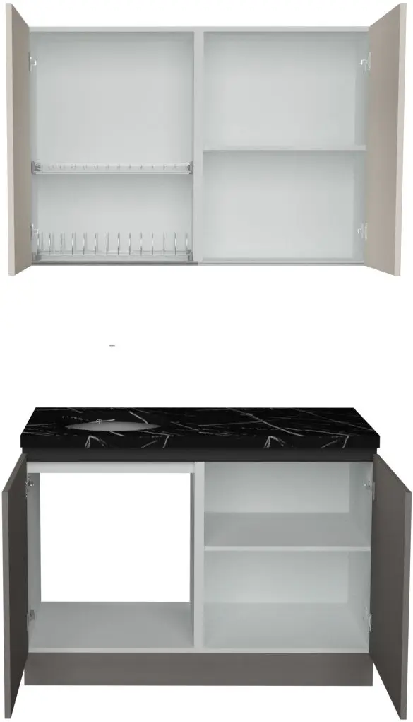 Bucatarie Art Flame Gola SM 1.2m (Cream/Stone Grey)