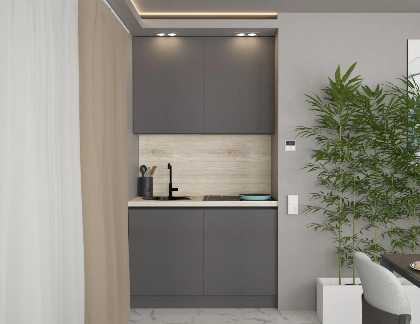 Bucatarie Art Flame Gola SM 1.2m (Storm Grey)