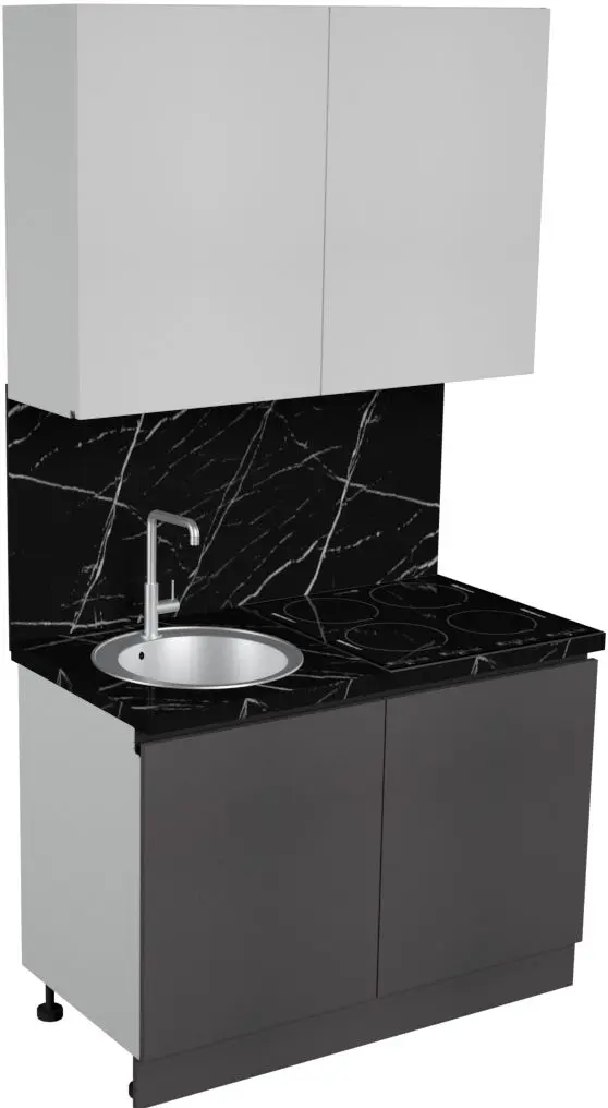 Bucătarie Art Flame Gola SM 1.2m (White/Storm Grey)