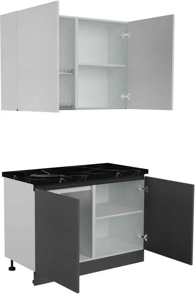 Bucătarie Art Flame Gola SM 1.2m (White/Storm Grey)