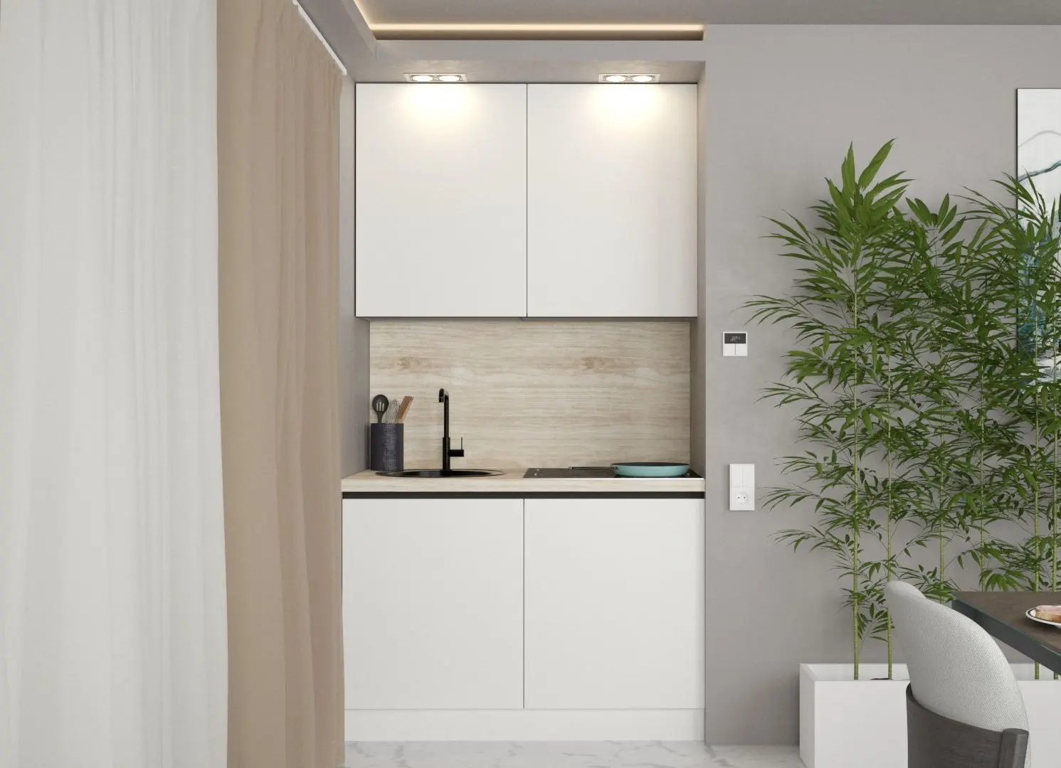 Bucătarie Art Flame Gola SM 1.2m (White)