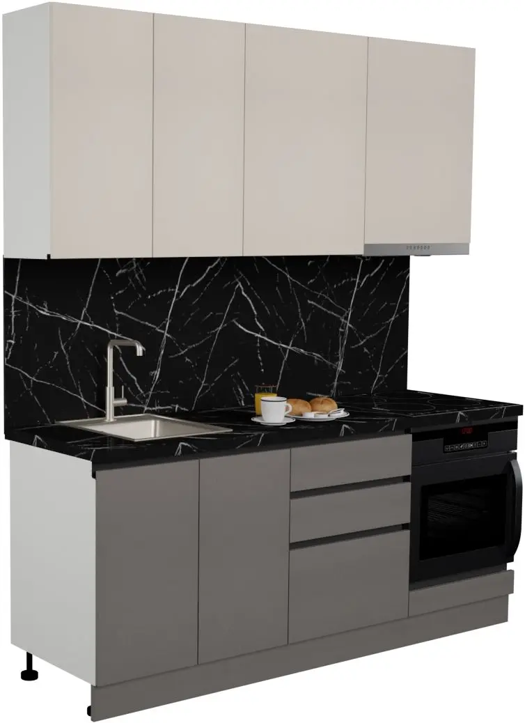 Bucatarie Art Flame Gola SM 2.0m (Cream/Stone Grey)