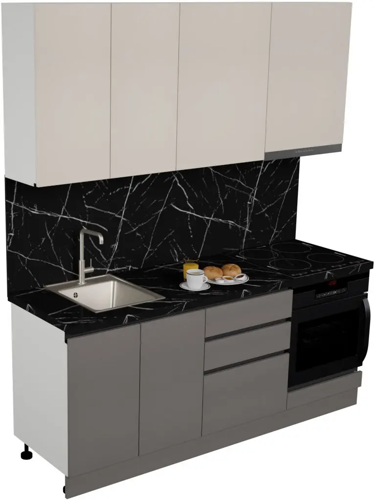 Bucatarie Art Flame Gola SM 2.0m (Cream/Stone Grey)