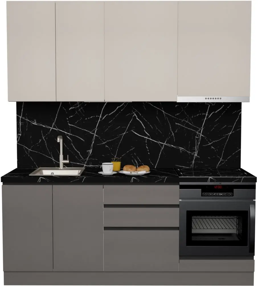 Bucatarie Art Flame Gola SM 2.0m (Cream/Stone Grey)