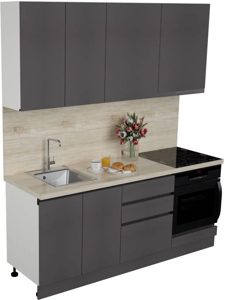 Кухня Art Flame Gola SM 2.0м (Storm Grey)