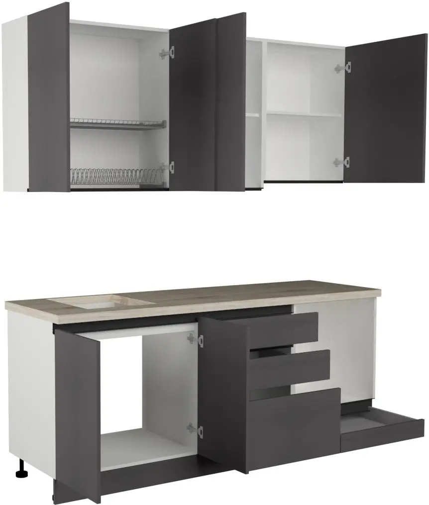 Кухня Art Flame Gola SM 2.0м (Storm Grey)