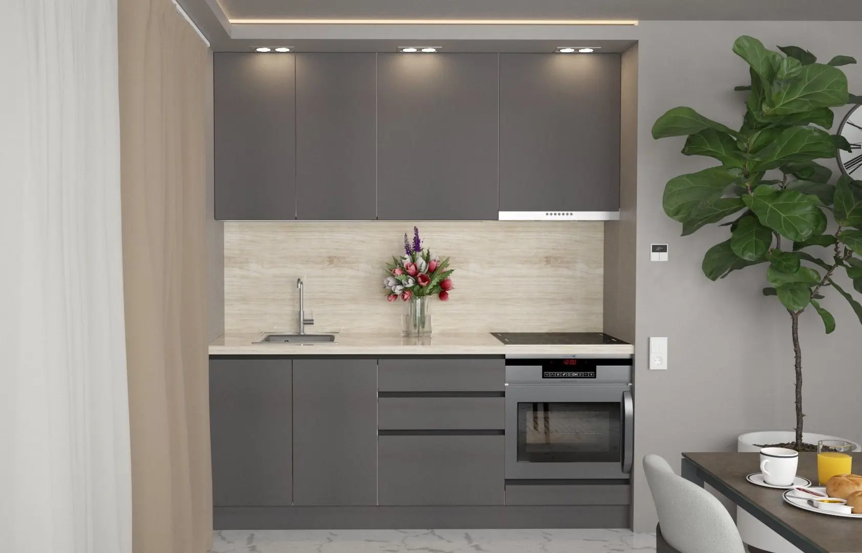 Кухня Art Flame Gola SM 2.0м (Storm Grey)