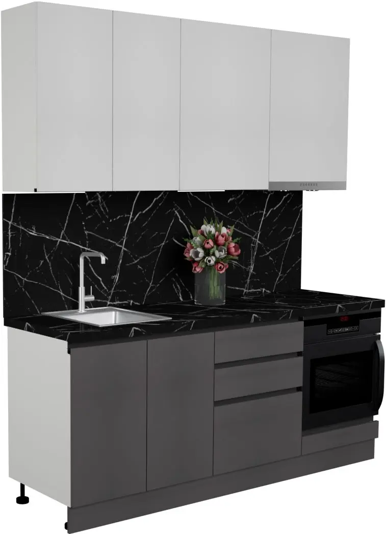 Кухня Art Flame Gola SM 2.0м (White/Storm Grey)
