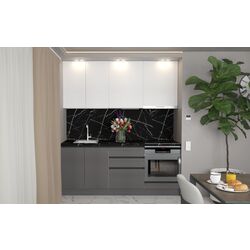 Bucatarie Art Flame Gola SM 2.0m (White/Storm Grey)