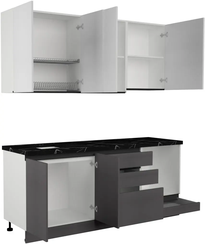 Кухня Art Flame Gola SM 2.0м (White/Storm Grey)