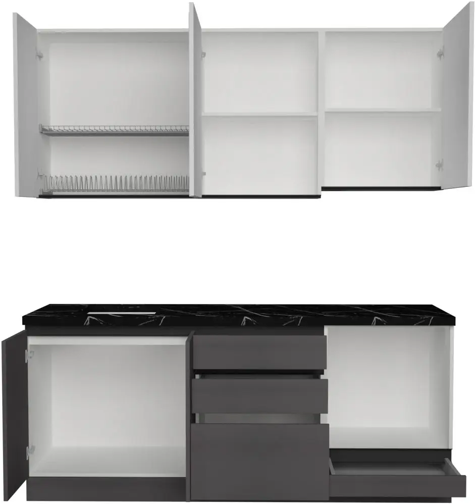 Кухня Art Flame Gola SM 2.0м (White/Storm Grey)