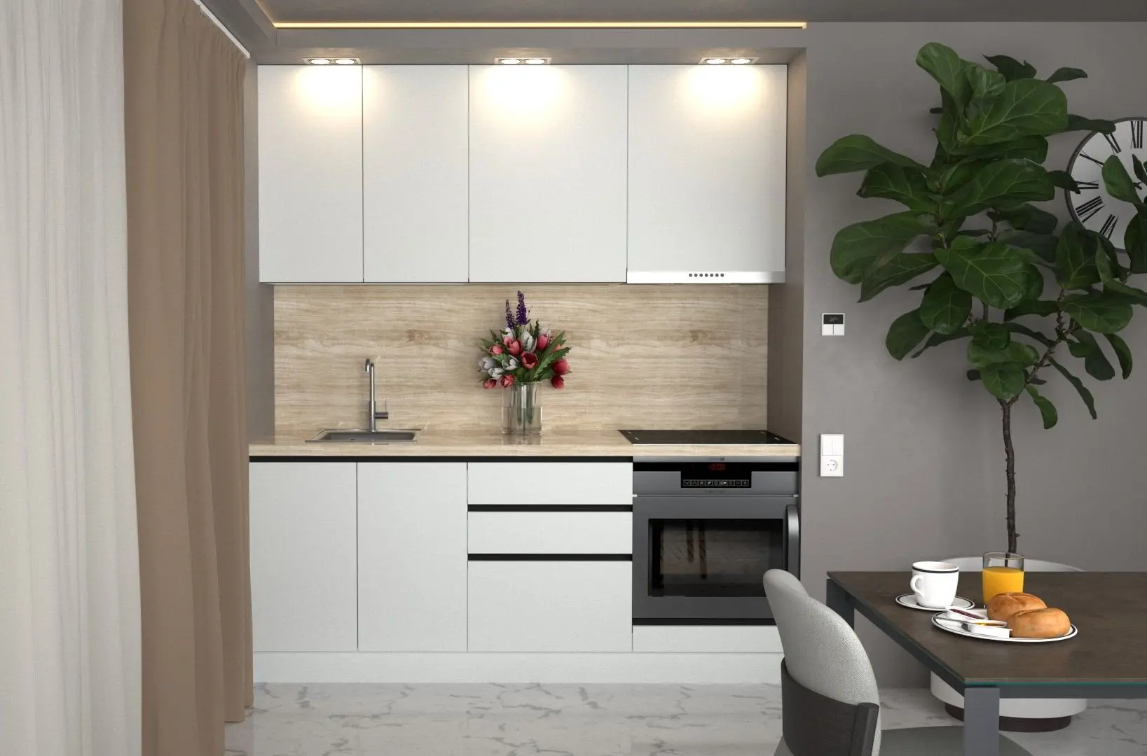 Bucatarie Art Flame Gola SM 2.0m (White)