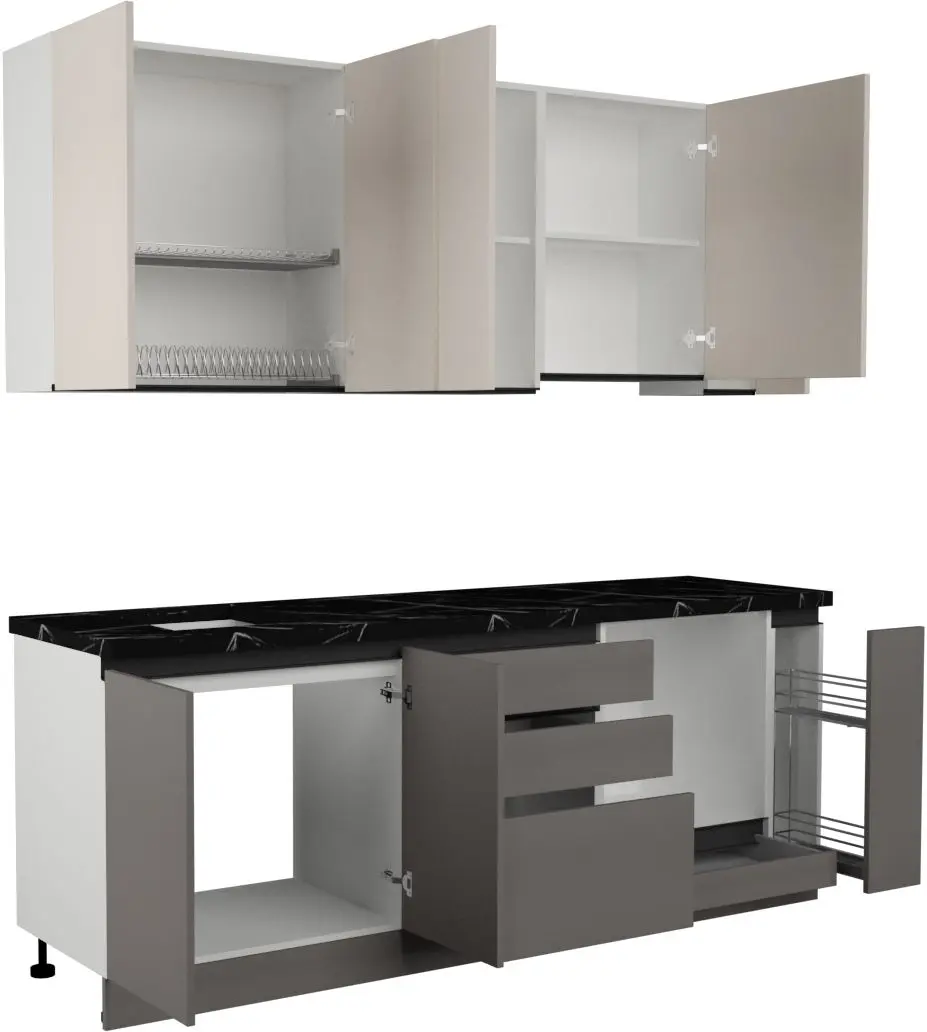 Кухня Art Flame Gola SM 2.2м (Cream/Stone Grey)