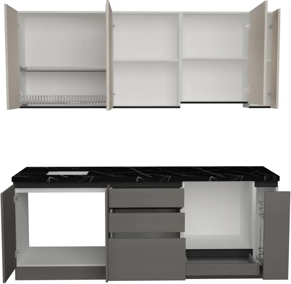 Кухня Art Flame Gola SM 2.2м (Cream/Stone Grey)