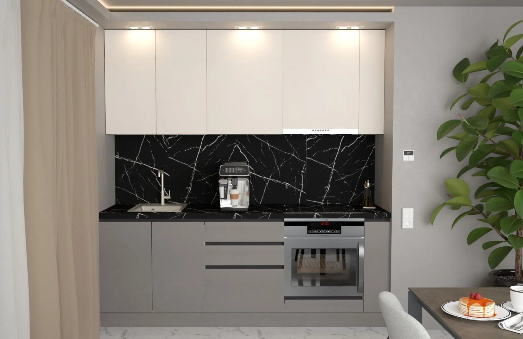 Кухня Art Flame Gola SM 2.2м (Cream/Stone Grey)