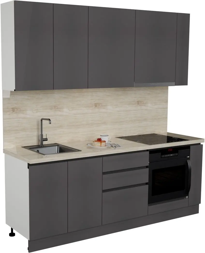 Кухня Art Flame Gola SM 2.2м (Storm Grey)