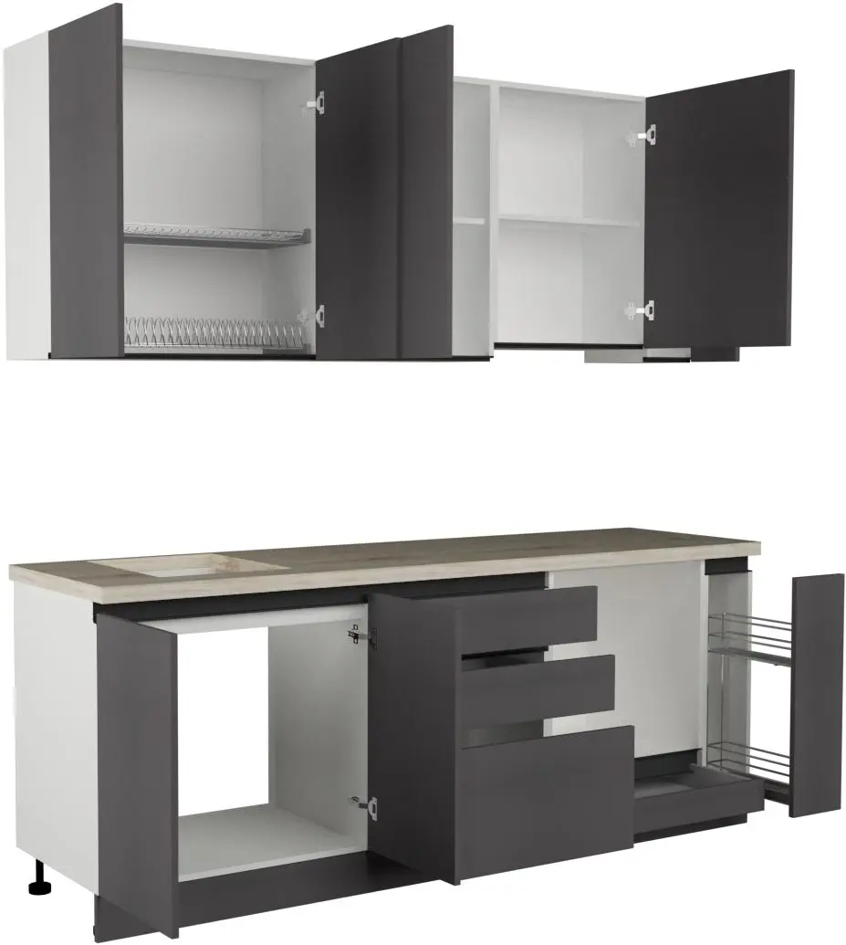 Кухня Art Flame Gola SM 2.2м (Storm Grey)