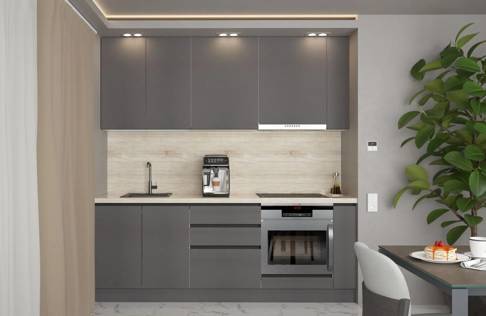 Кухня Art Flame Gola SM 2.2м (Storm Grey)