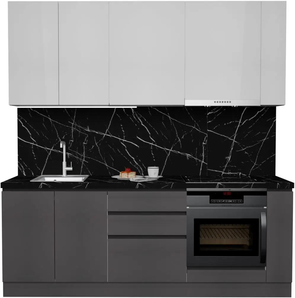 Bucatarie Art Flame Gola SM 2.2m (White/Storm Grey)