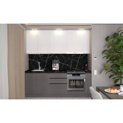 Bucatarie Art Flame Gola SM 2.2m (White/Storm Grey)