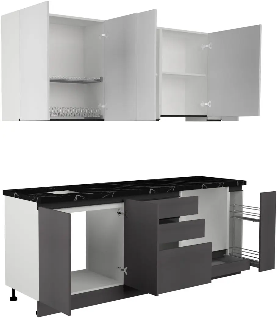 Bucatarie Art Flame Gola SM 2.2m (White/Storm Grey)