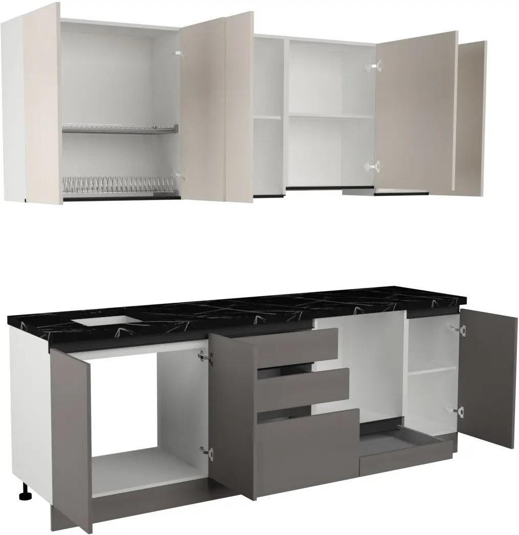 Кухня Art Flame Gola SM 2.4м (Cream/Stone Grey)