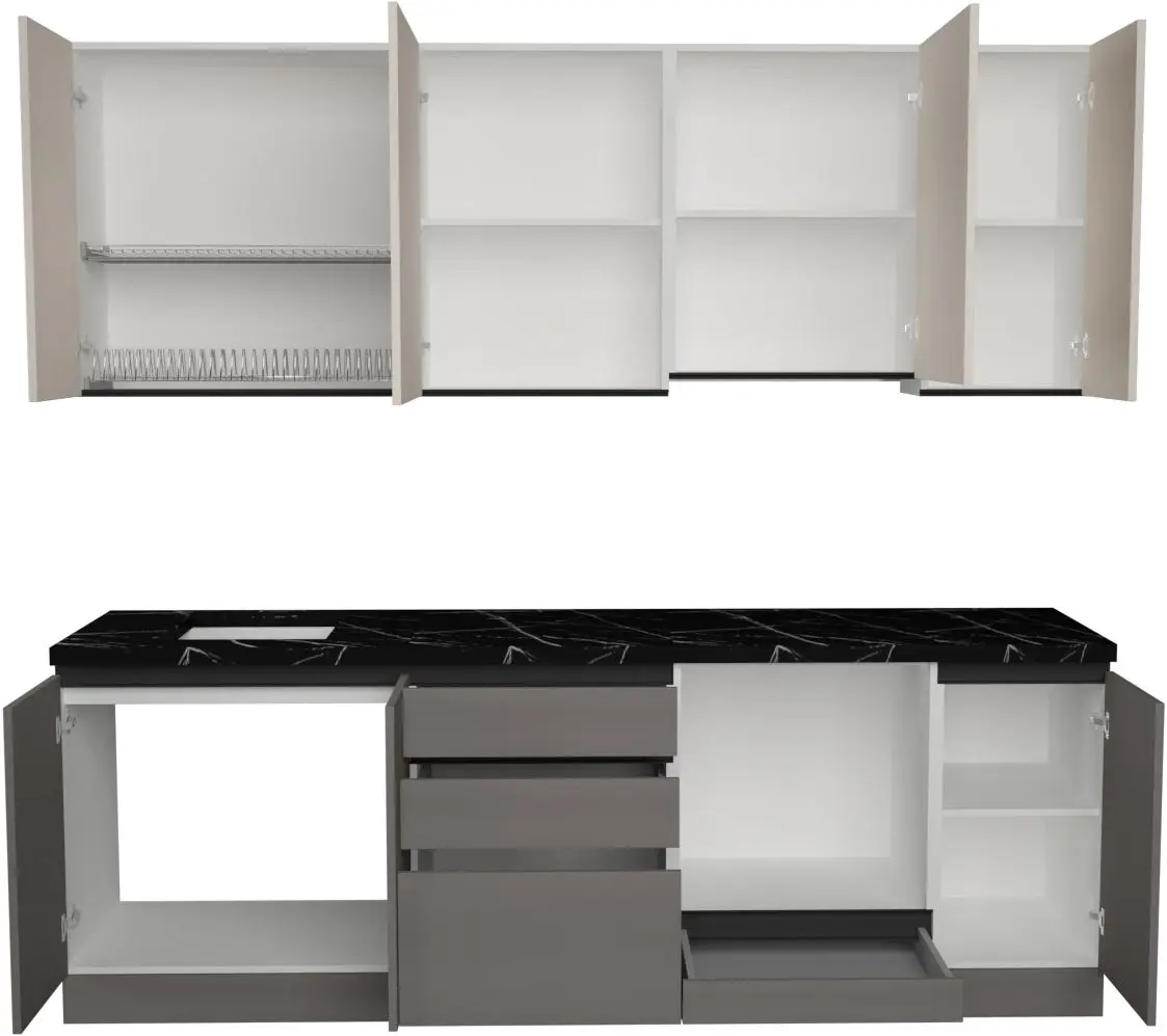 Кухня Art Flame Gola SM 2.4м (Cream/Stone Grey)