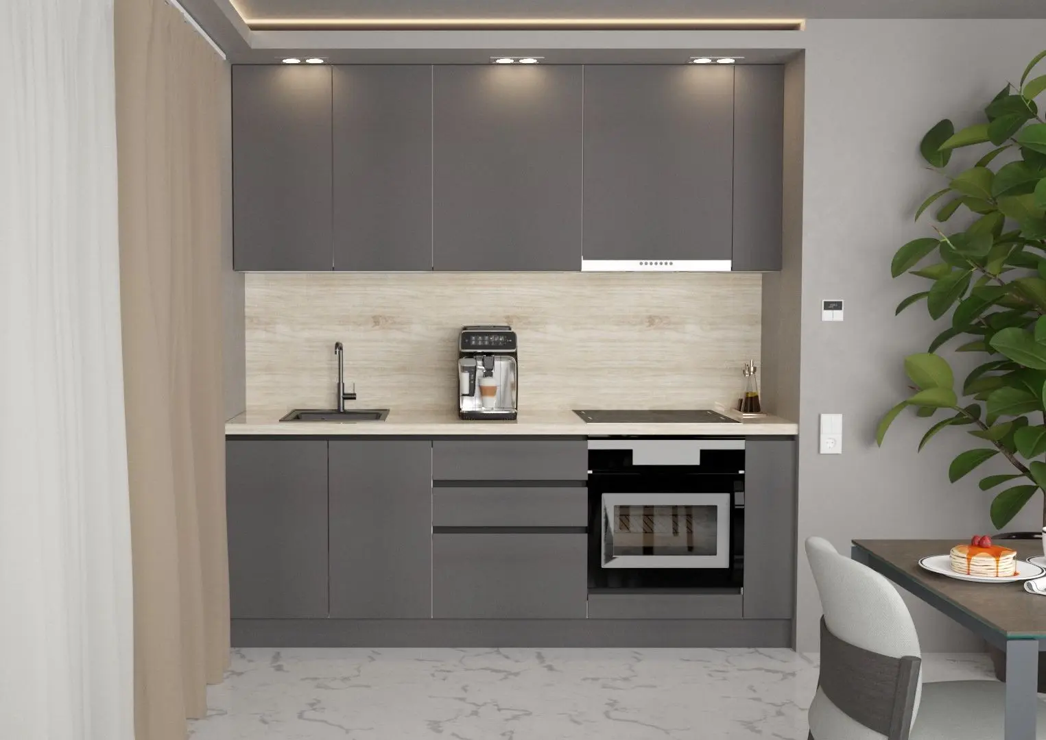 Bucatarie Art Flame Gola SM 2.4m (Storm Grey)