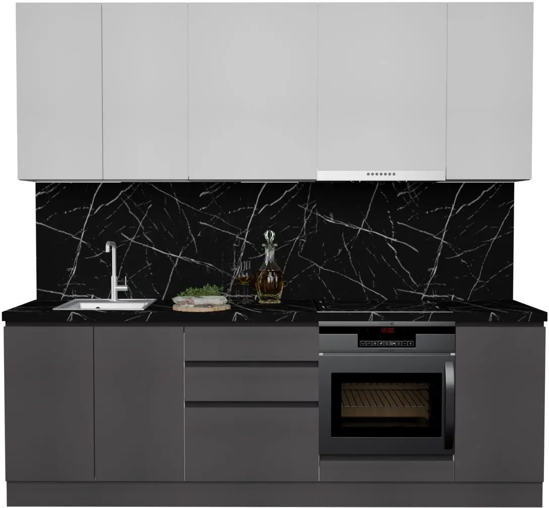 Bucatarie Art Flame Gola SM 2.4m (White/Storm Grey)