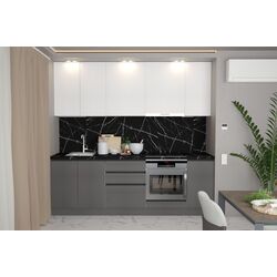 Bucatarie Art Flame Gola SM 2.4m (White/Storm Grey)