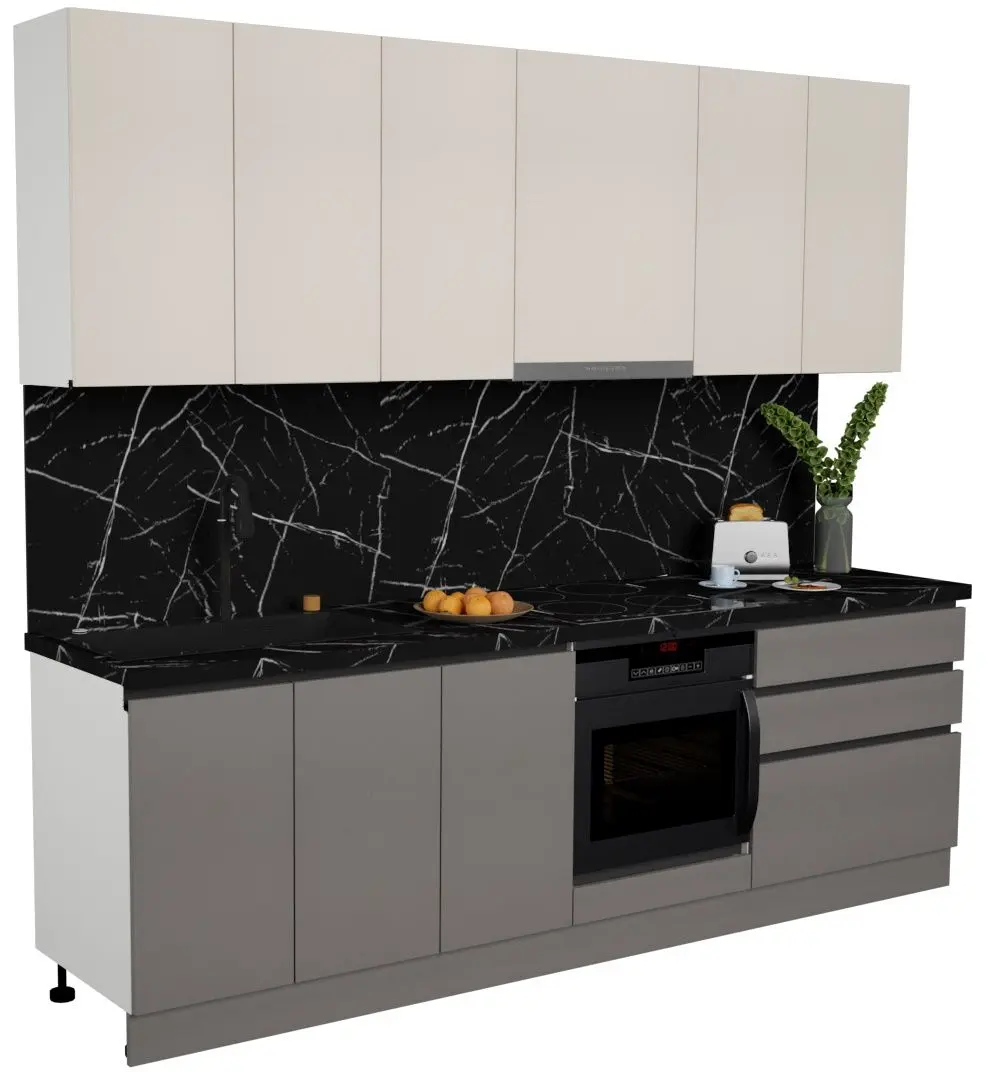 Bucatarie Art Flame Gola SM 2.6m (Cream/Stone Grey)