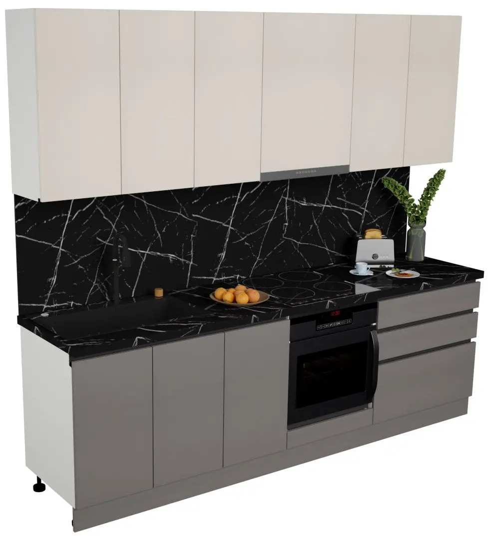 Bucatarie Art Flame Gola SM 2.6m (Cream/Stone Grey)