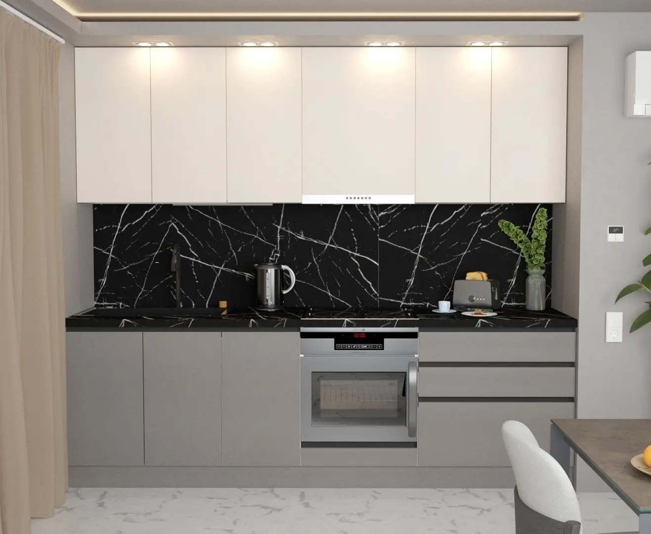 Bucatarie Art Flame Gola SM 2.6m (Cream/Stone Grey)