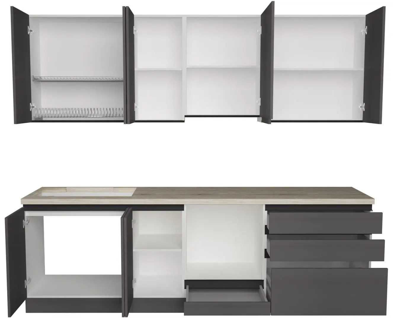 Bucatarie Art Flame Gola SM 2.6m (Storm Grey)